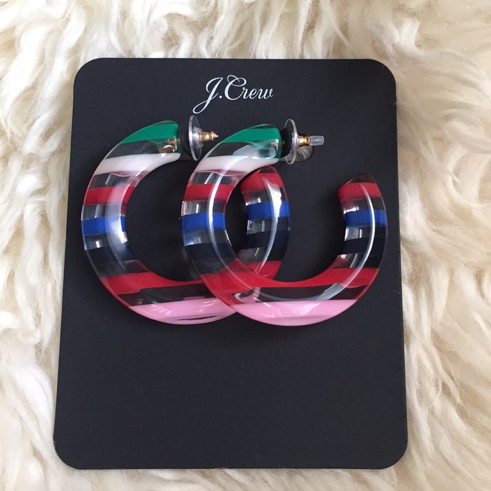 NWT J.CREW Large Hoops in Tortoise Multi Color